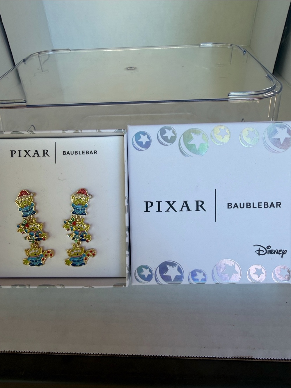 Pixar Disney x BaubleBar Toy Story Alien Christmas Dangle Earrings NWT - Picture 5 of 7